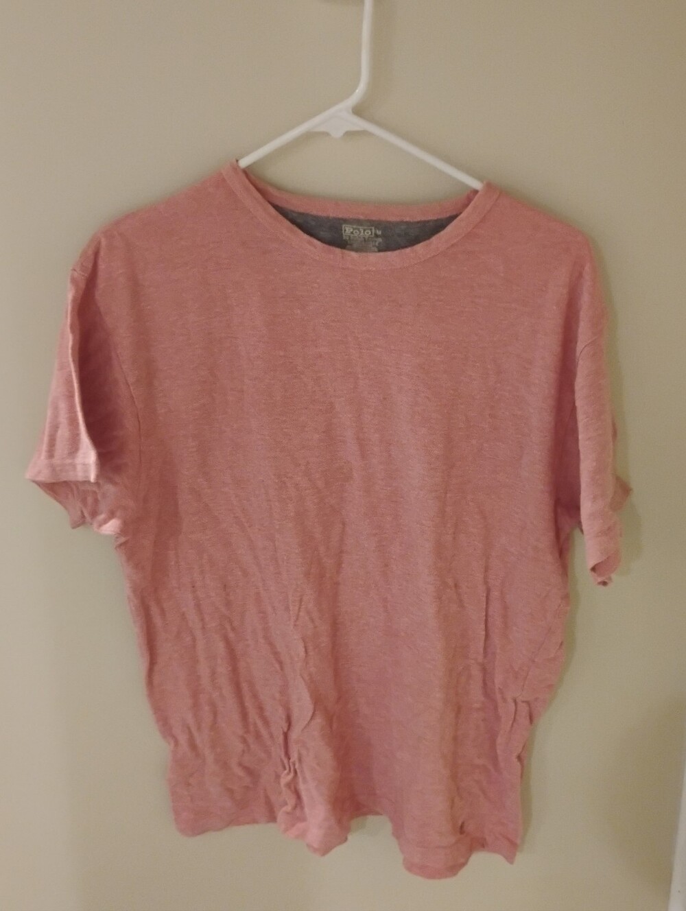 Polo By Ralph Lauren Mens Heathered Pink Textured Short Sleeve Tee Shirt M